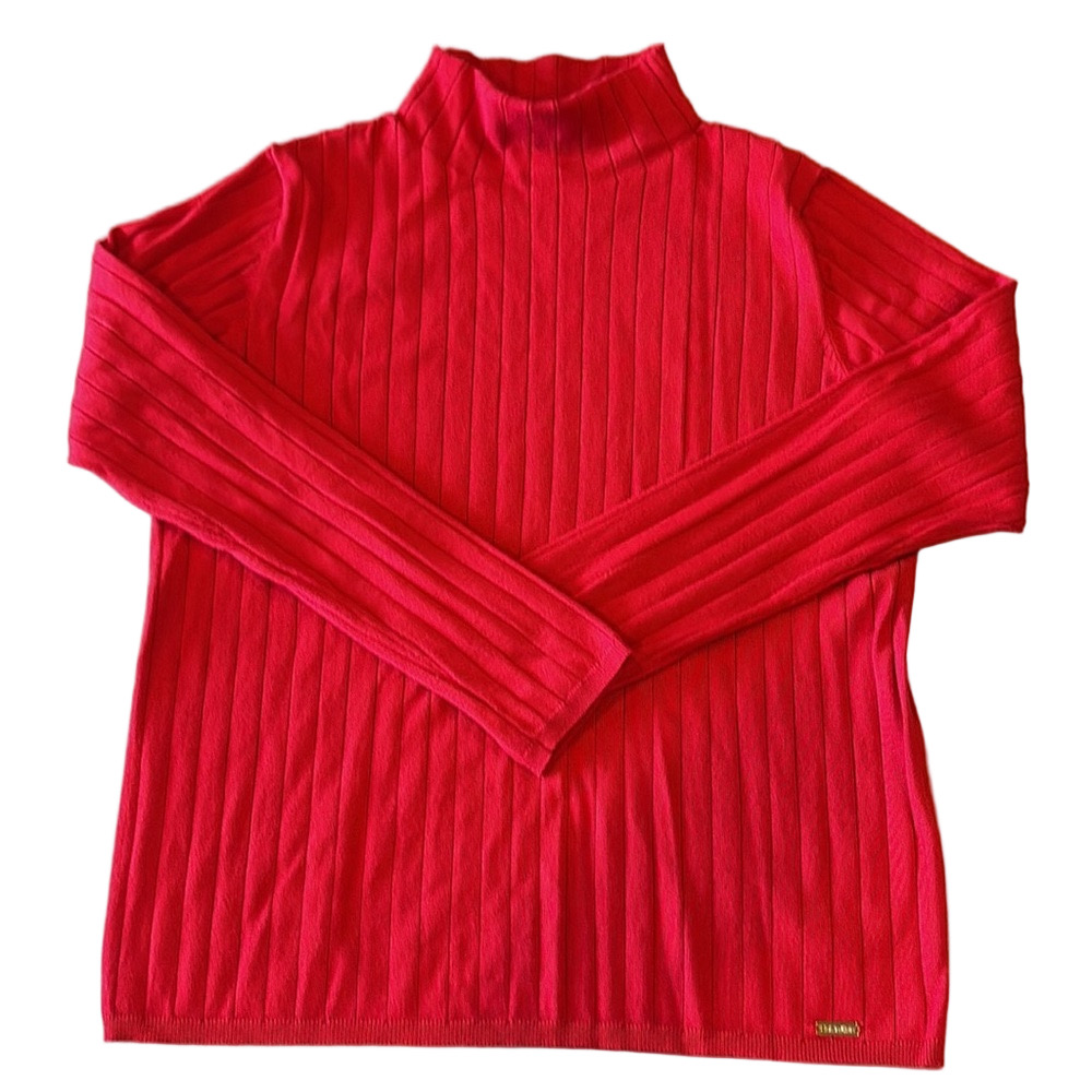 Calvin Klein Vibrant Pink Ribbed Turtleneck Sweater